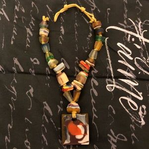 Multicolored vintage necklace with pendant